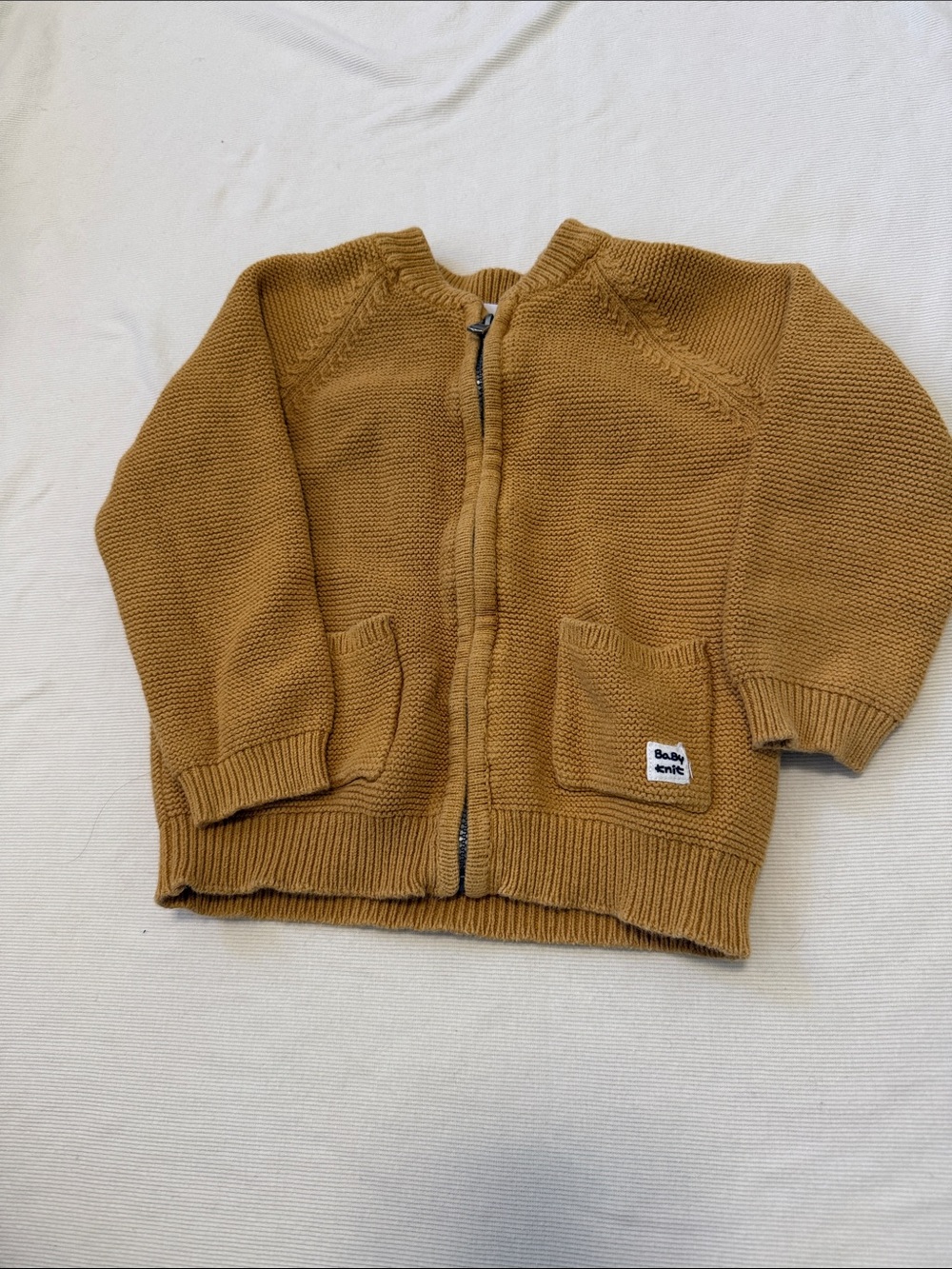 Zara Kids Zip Knit Cardigan - Mustard Brown (18-24m)